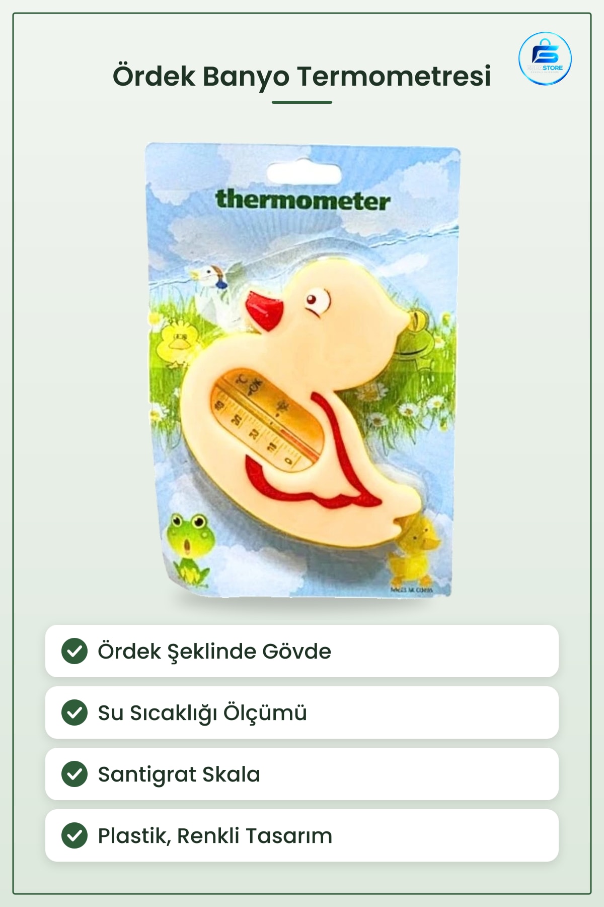 Ördek Şeklinde Banyo Termometre Su Sıcaklığı Ölçer Plastik Renkli Sevimli Tasarım