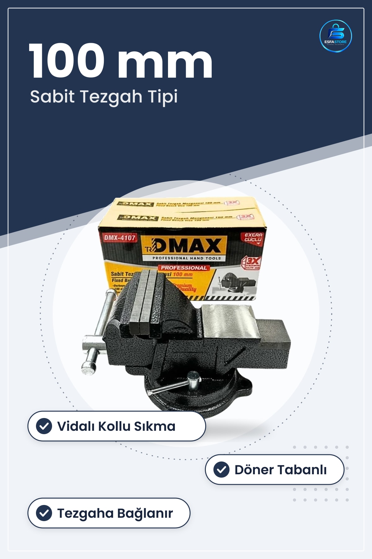 Sabit Tezgah Mengeni 100 mm Üstü Malzeme Sabitleme Aleti Atölye Hırdavat Ev Tamir Aracı