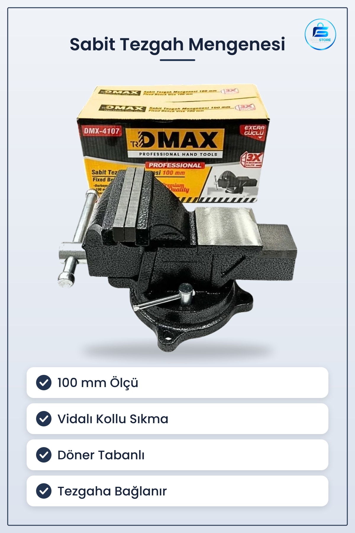 Sabit Tezgah Mengeni 100 mm Üstü Malzeme Sabitleme Aleti Atölye Hırdavat Ev Tamir Aracı