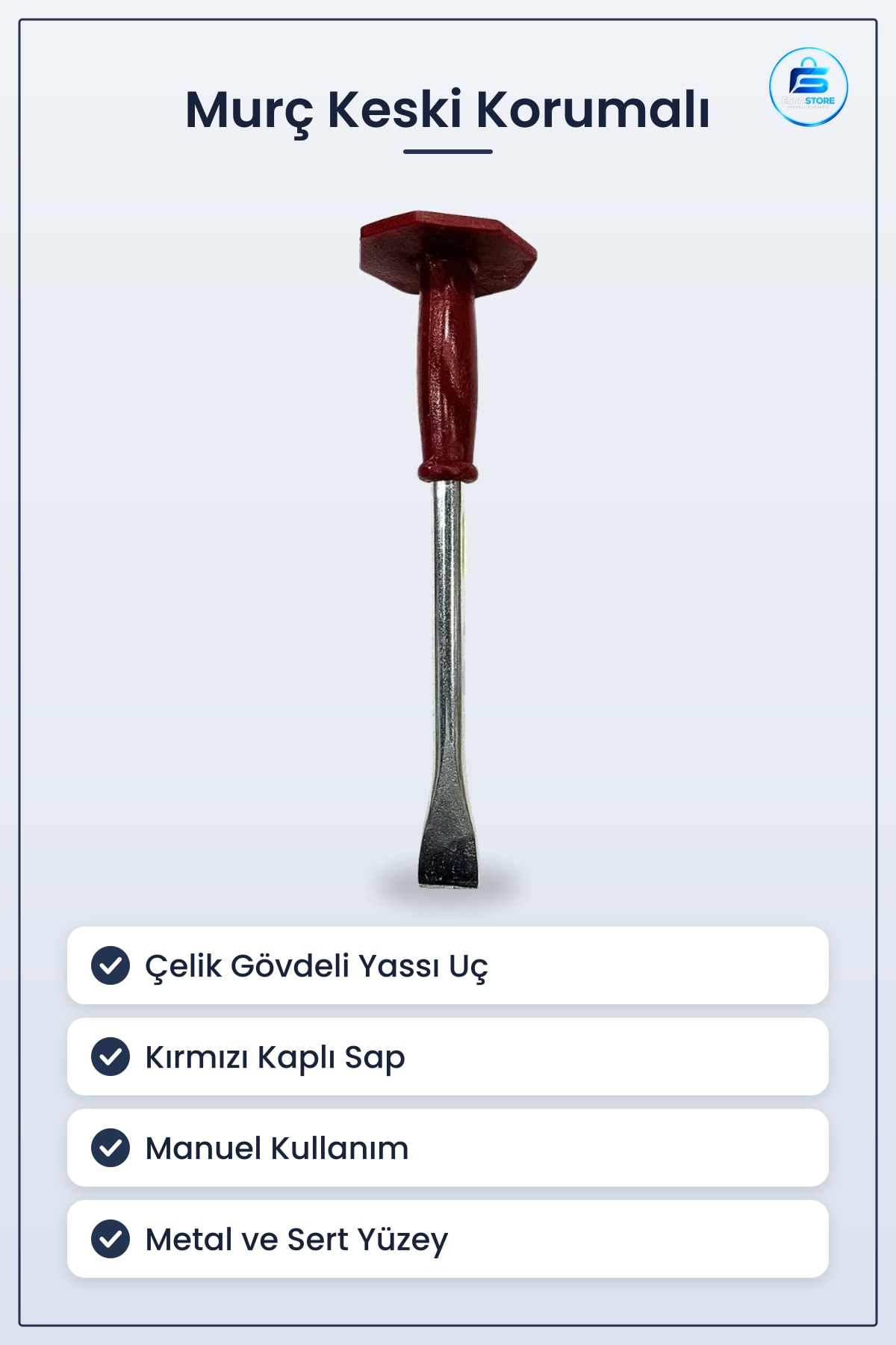 Murç Keski Korumalı Yassı Çelik Sap Koruyuculu Hırdavat Manuel El Aleti Kesme Aracı Atölye