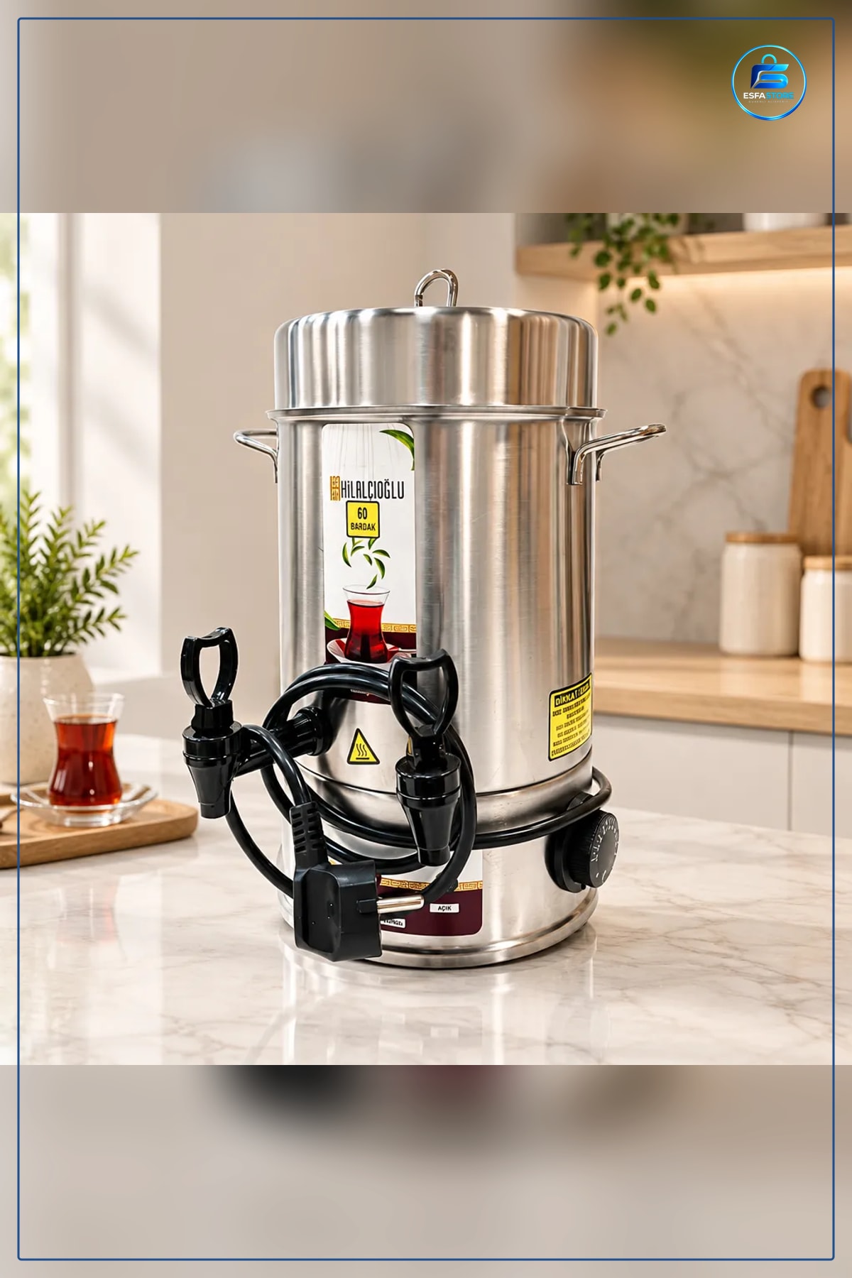 Çay Makinesi Bardak Semaveri Paslanmaz Çelik Elektrikli Günlük Servis Kafe Ofis Lokanta
