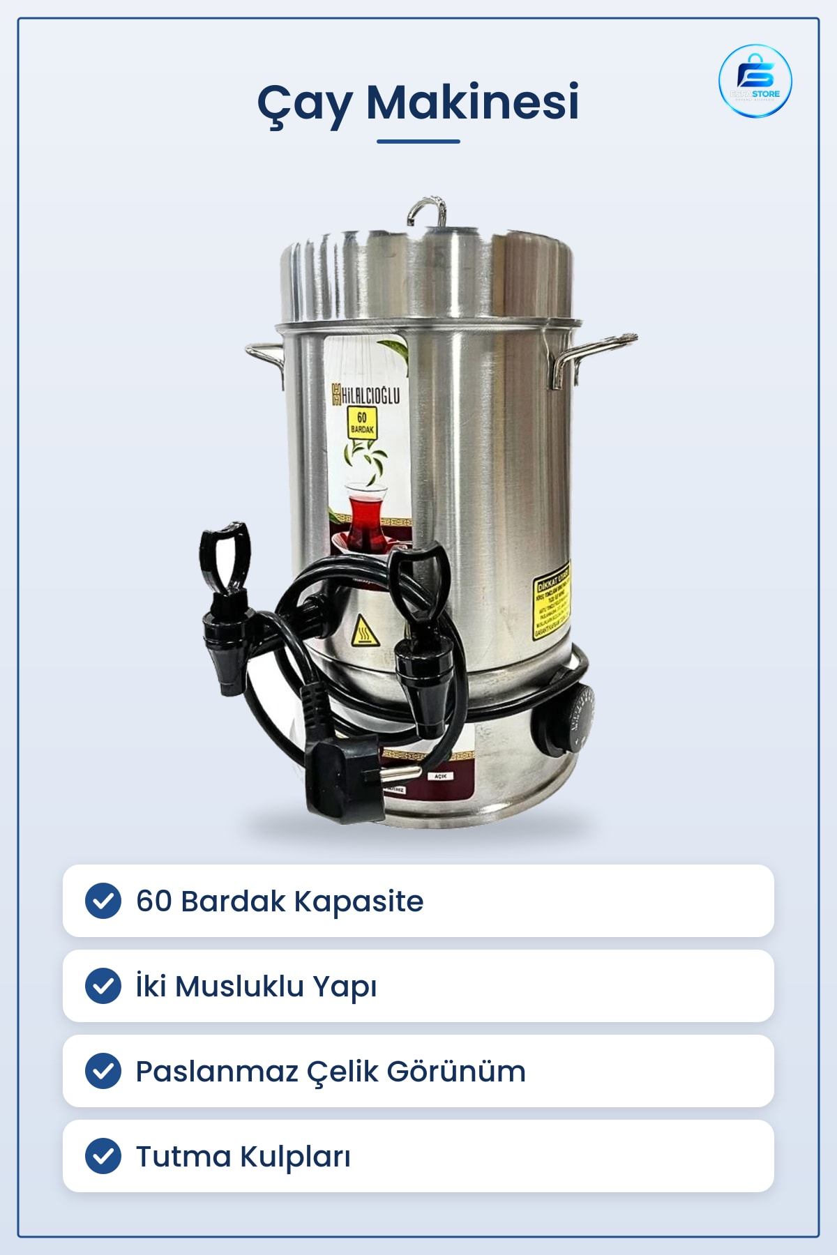 Çay Makinesi Bardak Semaveri Paslanmaz Çelik Elektrikli Günlük Servis Kafe Ofis Lokanta