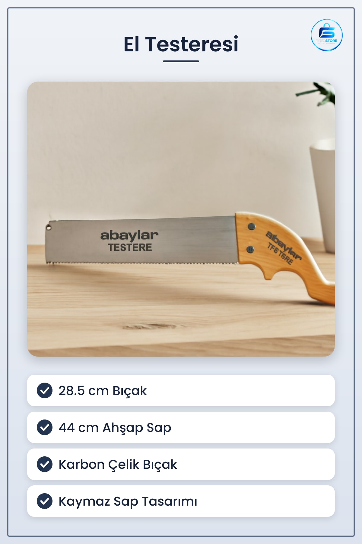 El Testeresi Ahşap Saplı 28.5 cm Bıçak Sap 44 Karbon Çelik Testere Kesim Atölye Hırdavat