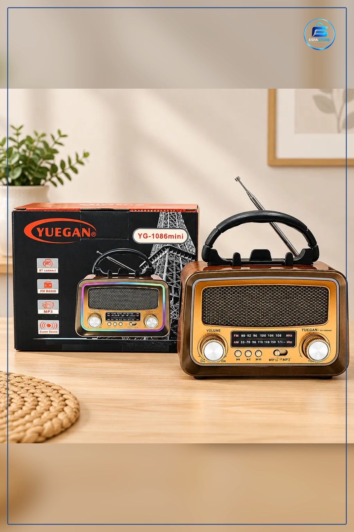 Nostaljik Radyo Retro Tasarım FM Bluetooth MP3 Destekli Antenli Taşınabilir Ev Dekorasyonu