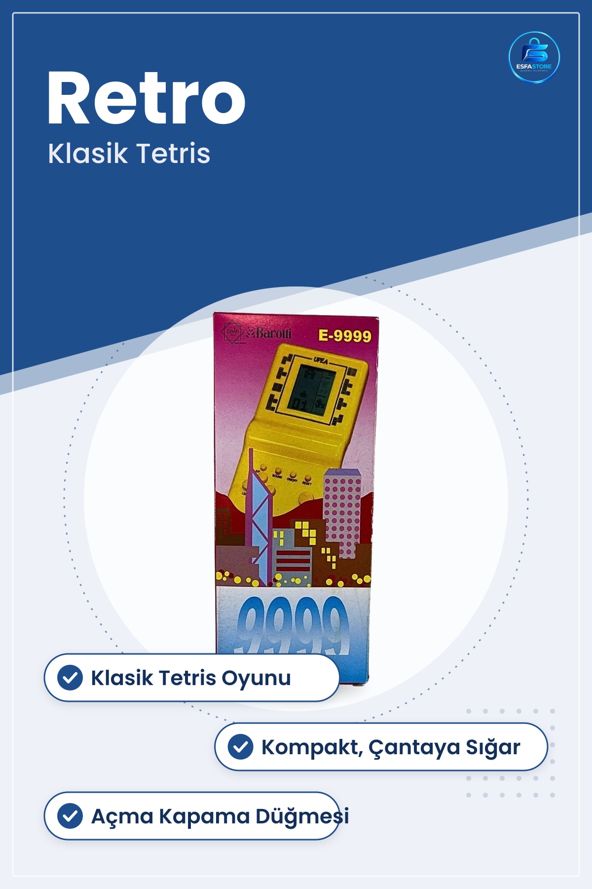 Tetris Oyunu Taşınabilir El Konsolu Retro Klasik Elektronik Oyun Cihazı Hediyelik