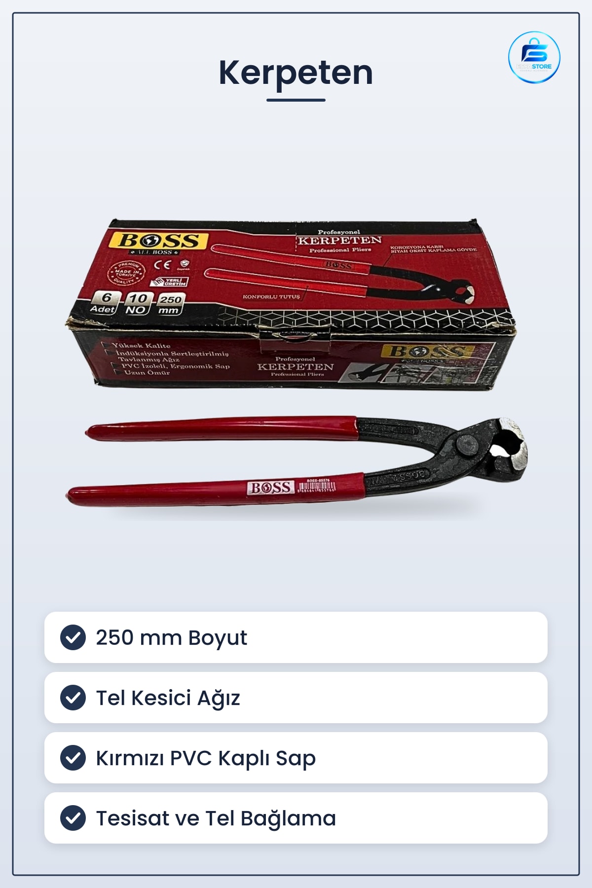 Kerpeten No 250 mm Manuel Hırdavat Pense Tel Kesici Ev Tesisat Demir Bağlama Kesme