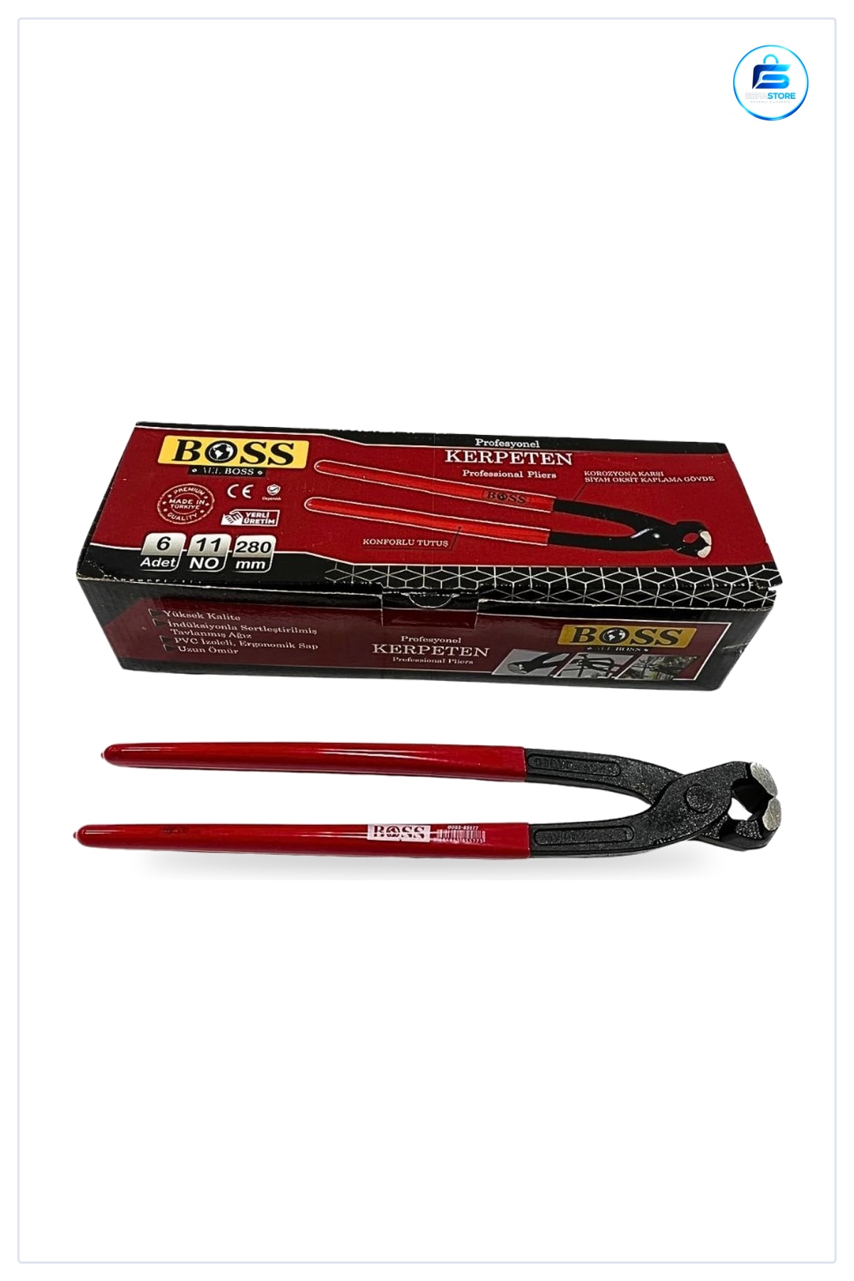 Kerpeten No 280 mm Siyah Oksit Kaplama Gövde PVC Saplı Hırdavat El Aleti Profesyonel