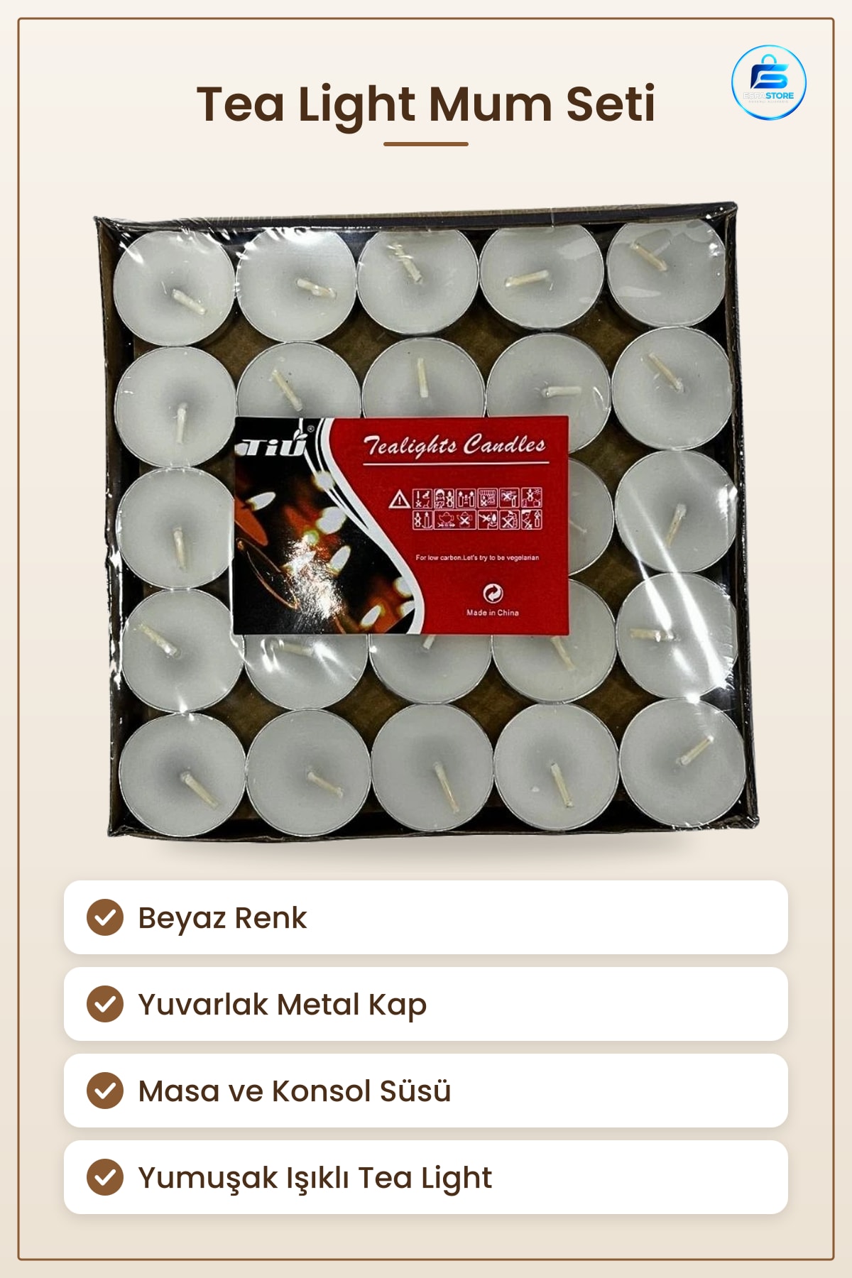 Karma Tea Light Mum Seti Beyaz Dekoratif Kandil Ev Dekorasyon Masa Süsü Aydınlatma