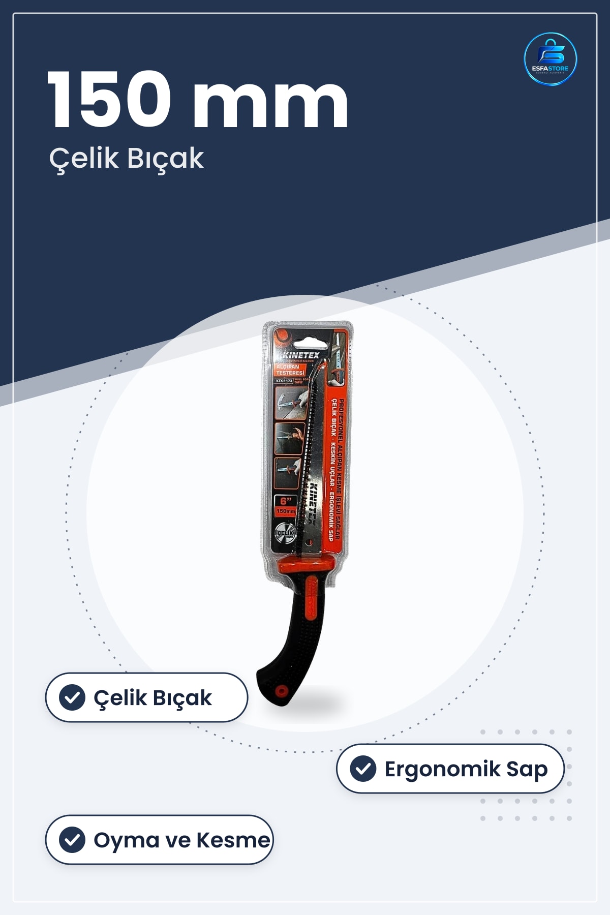 Dekorasyon Alçıpan Testeresi Çelik Bıçak 150 mm 6 inç Ergonomik Sap Oyma Kesme Hobi Tamirat Aleti