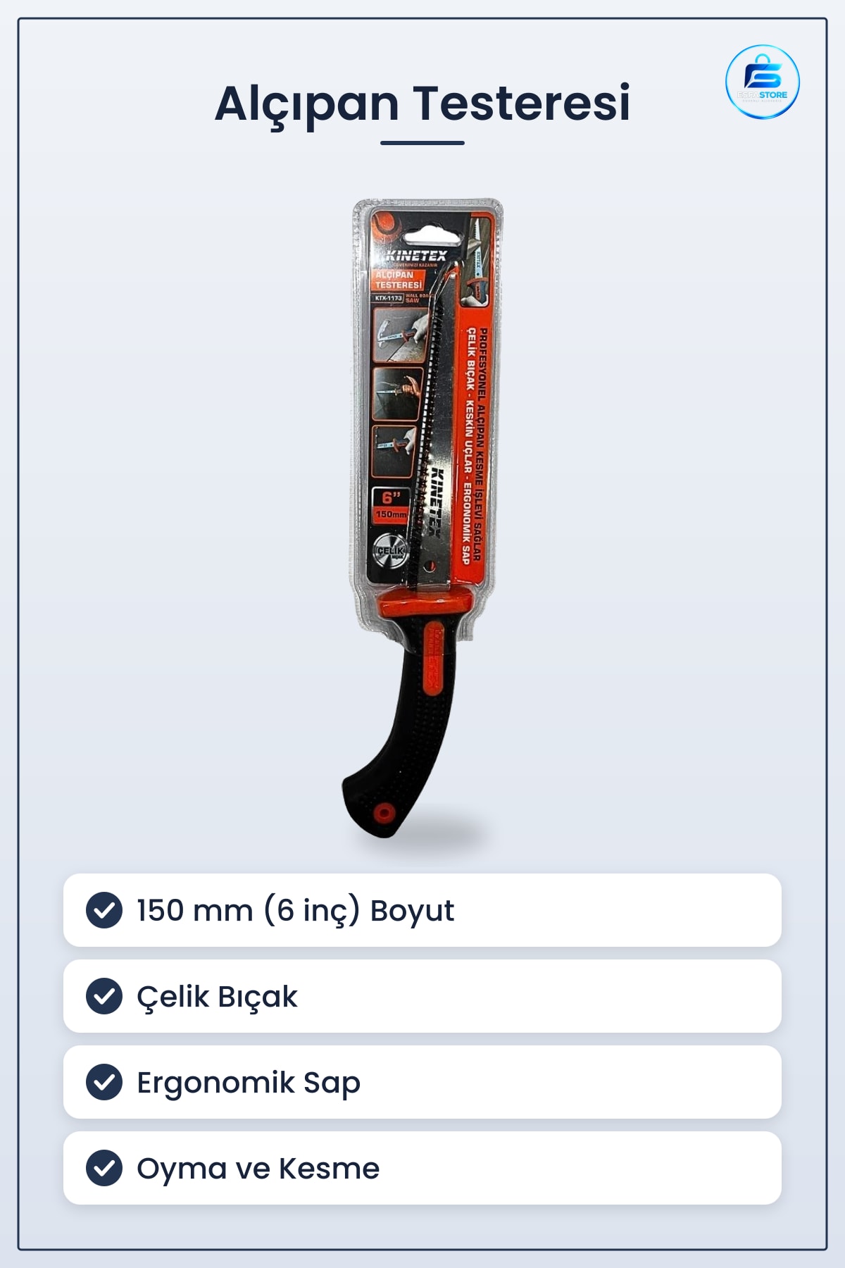 Dekorasyon Alçıpan Testeresi Çelik Bıçak 150 mm 6 inç Ergonomik Sap Oyma Kesme Hobi Tamirat Aleti