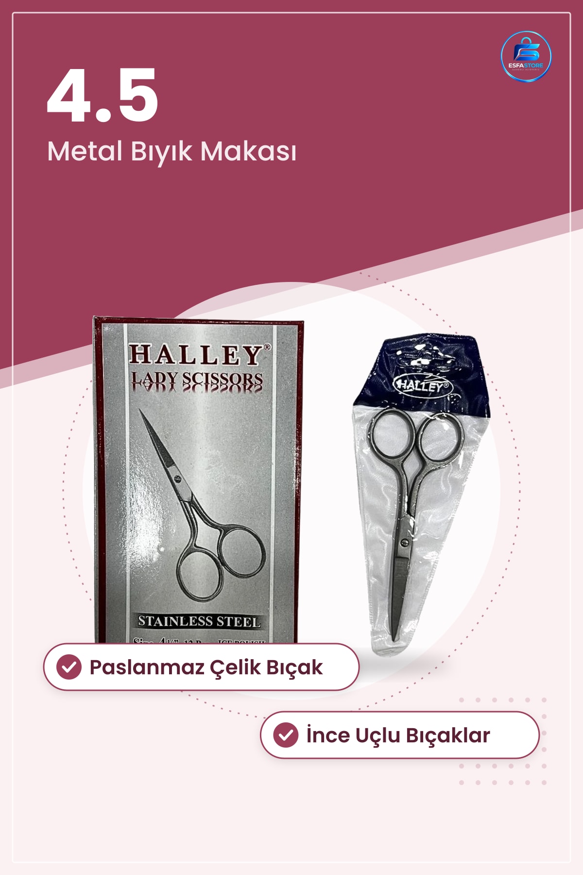 Bıyık Makası 4.5 Metal Paslanmaz Çelik Kaş Burun Kıl Kesme Traş Bakım Aksesuarı Kullanışlı