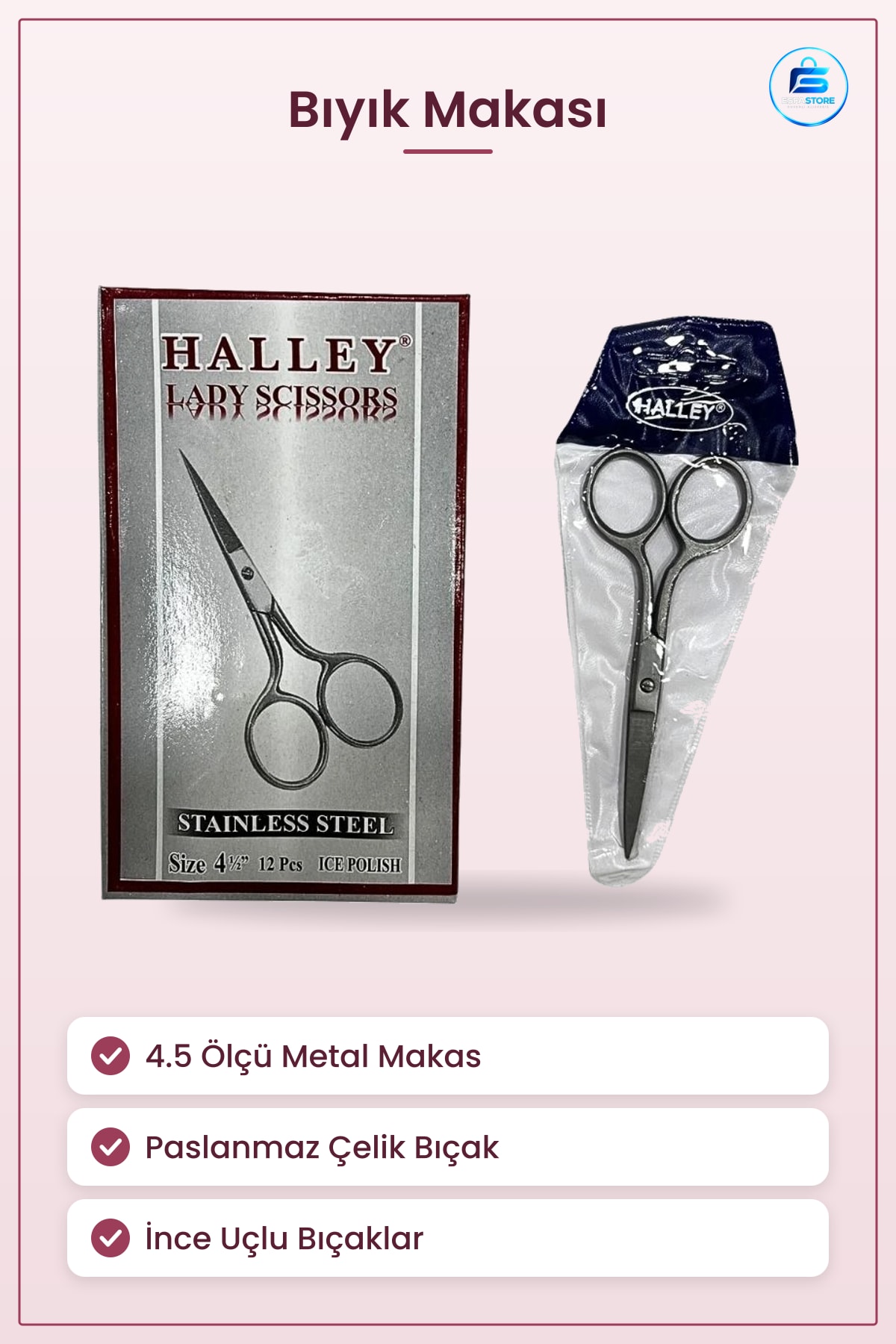 Bıyık Makası 4.5 Metal Paslanmaz Çelik Kaş Burun Kıl Kesme Traş Bakım Aksesuarı Kullanışlı
