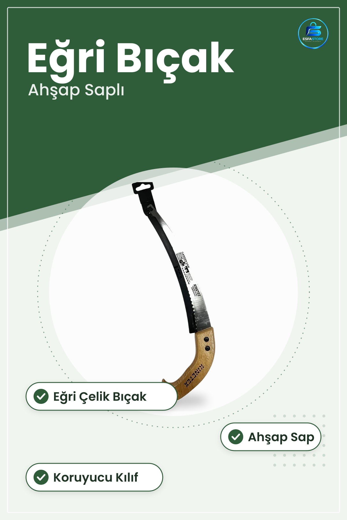 Ağaç Saplı Eğri Testere Bahçe Budama Dal Kesme Manuel Ahşap Sap Kesim Ev Kullanım