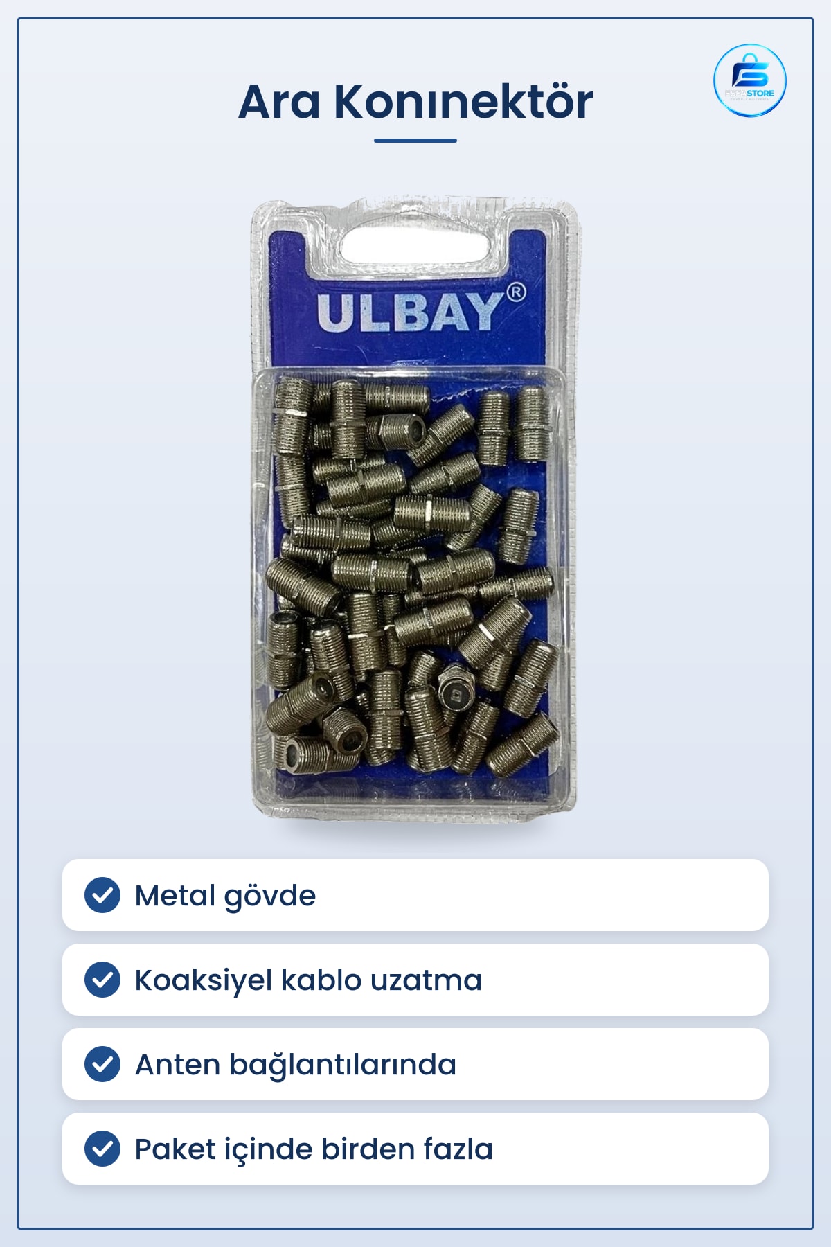 Ara Konnektör Metal Adaptör Koaksiyel Kablo Uzatma Bağlantı Parçası Anten Ekleme Aparatı