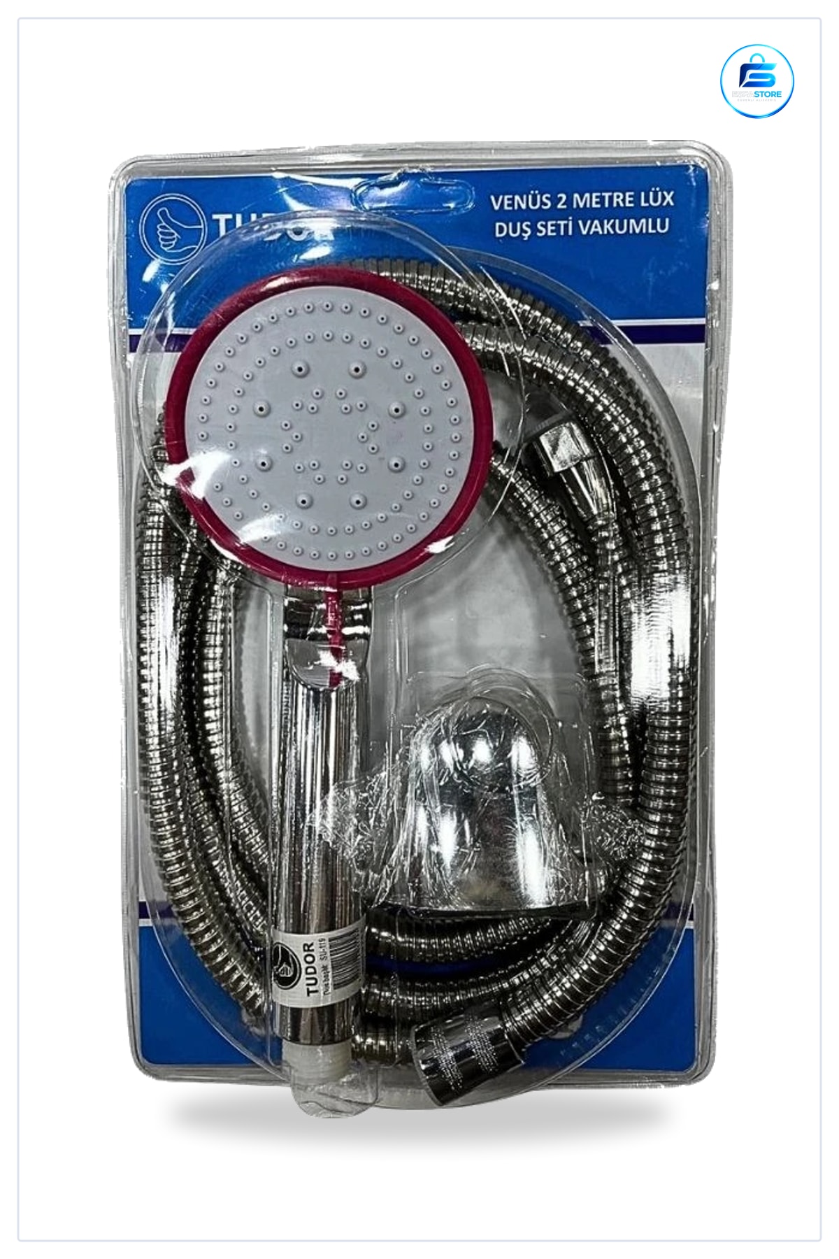 Duş Seti Vakumlu Venüs Lüks Banyo El Duşu Hortumu Başlığı Paslanmaz Metal Krom 2 Metre