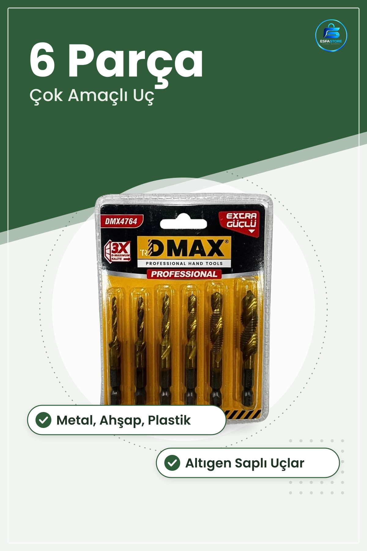 Matkap Ucu Seti 6 Parça Çok Amaçlı Kombine Kılavuz Metal Ahşap Plastik Delme Elektrikli Aksesuar