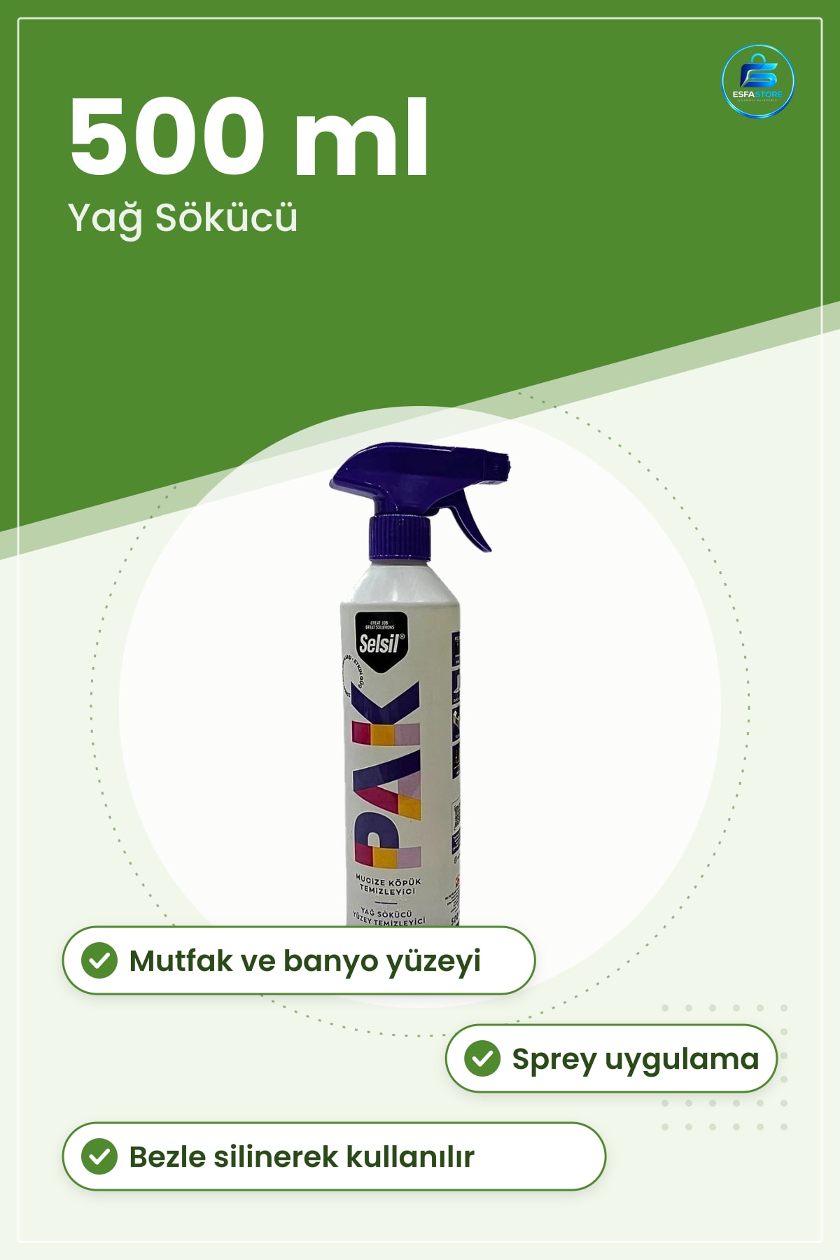Yağ Sökücü Yüzey Temizleyici 500 ml Sprey Köpük Mutfak Banyo Cam Fayans Pratik Temizlik