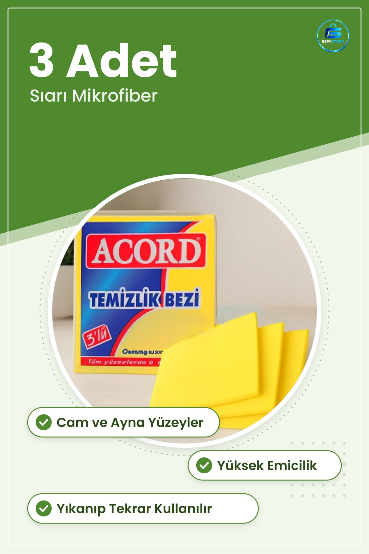 Sarı Mikrofiber Temizlik Bezi 3 Adet Cam Ayna Mutfak Tezgahı Banyo Mobilya Yüzey Çok Amaçlı