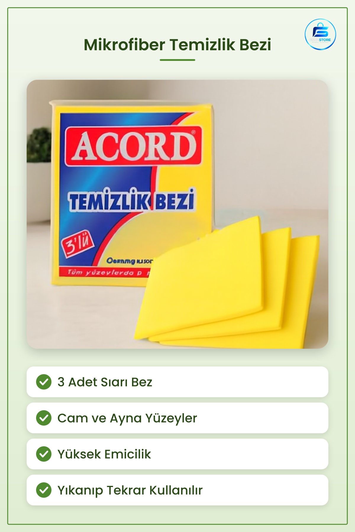 Sarı Mikrofiber Temizlik Bezi 3 Adet Cam Ayna Mutfak Tezgahı Banyo Mobilya Yüzey Çok Amaçlı