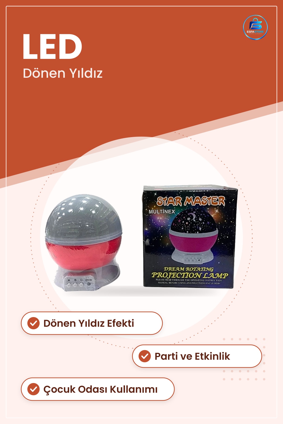 Disko Işığı LED Parti Etkinlik Dekoratif Dönen Yıldız Projeksiyon Lamba Çocuk Odası Gece