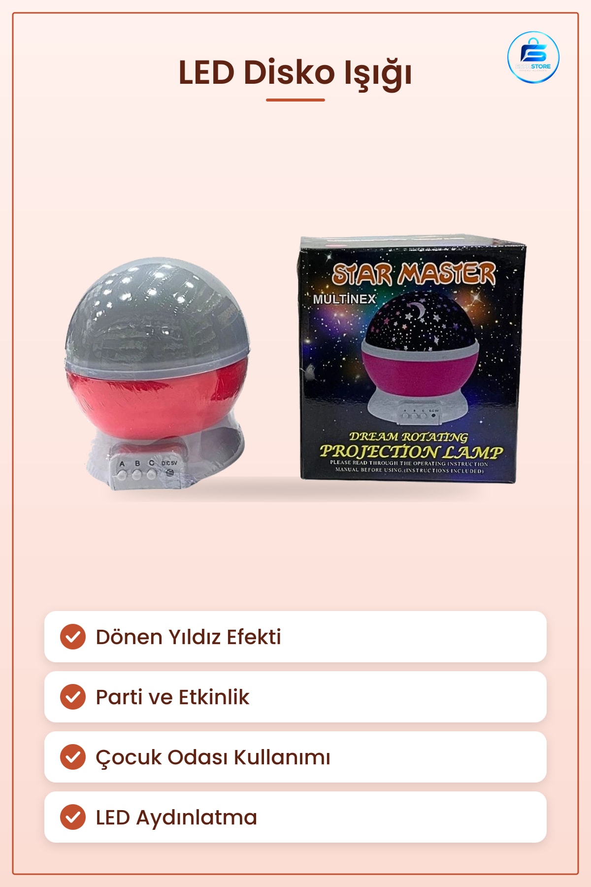 Disko Işığı LED Parti Etkinlik Dekoratif Dönen Yıldız Projeksiyon Lamba Çocuk Odası Gece