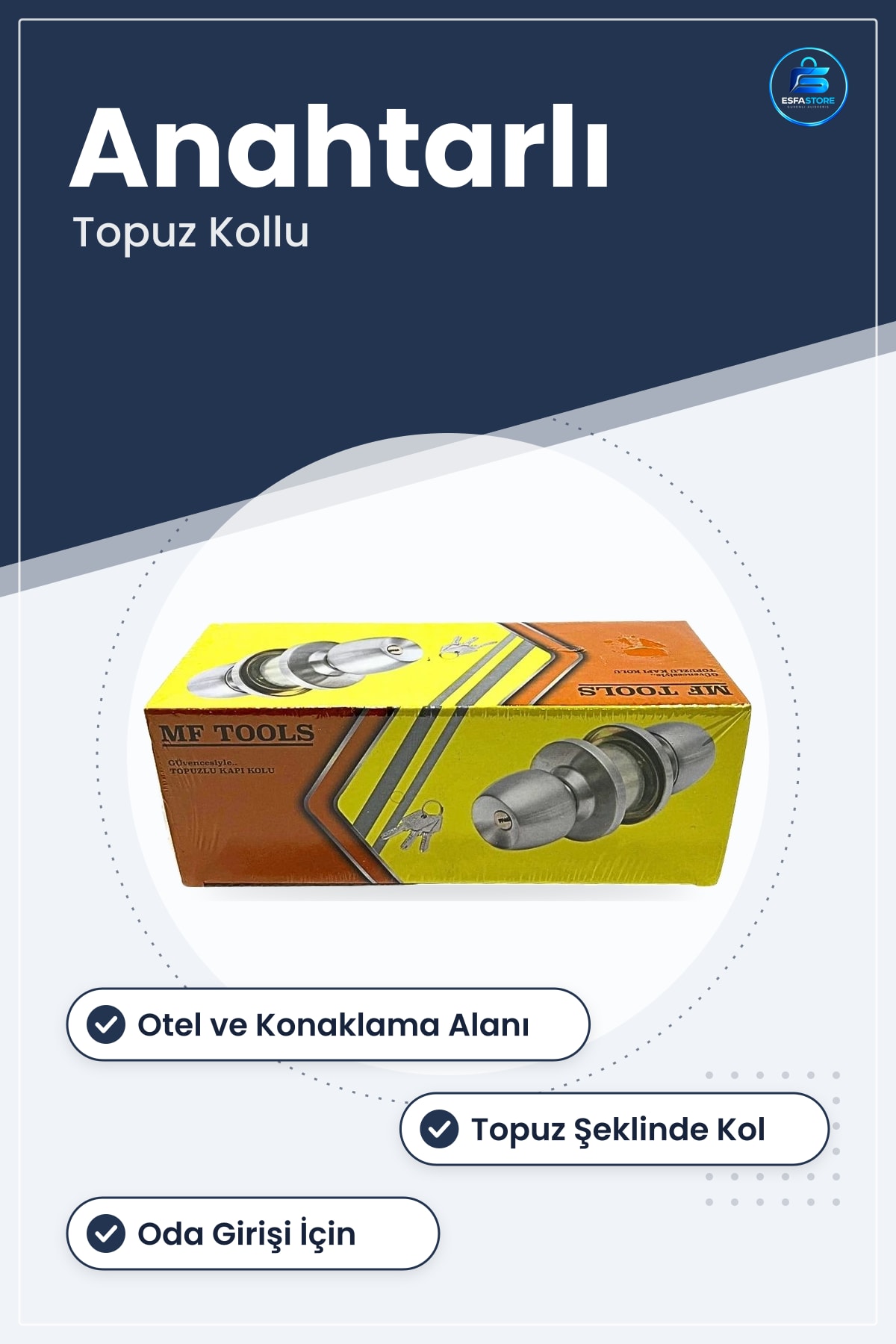 Topuzlu Kapı Kolu Anahtarlı Kilitli Otel Kilidi Hırdavat Malzemesi Oda Girişi İçin