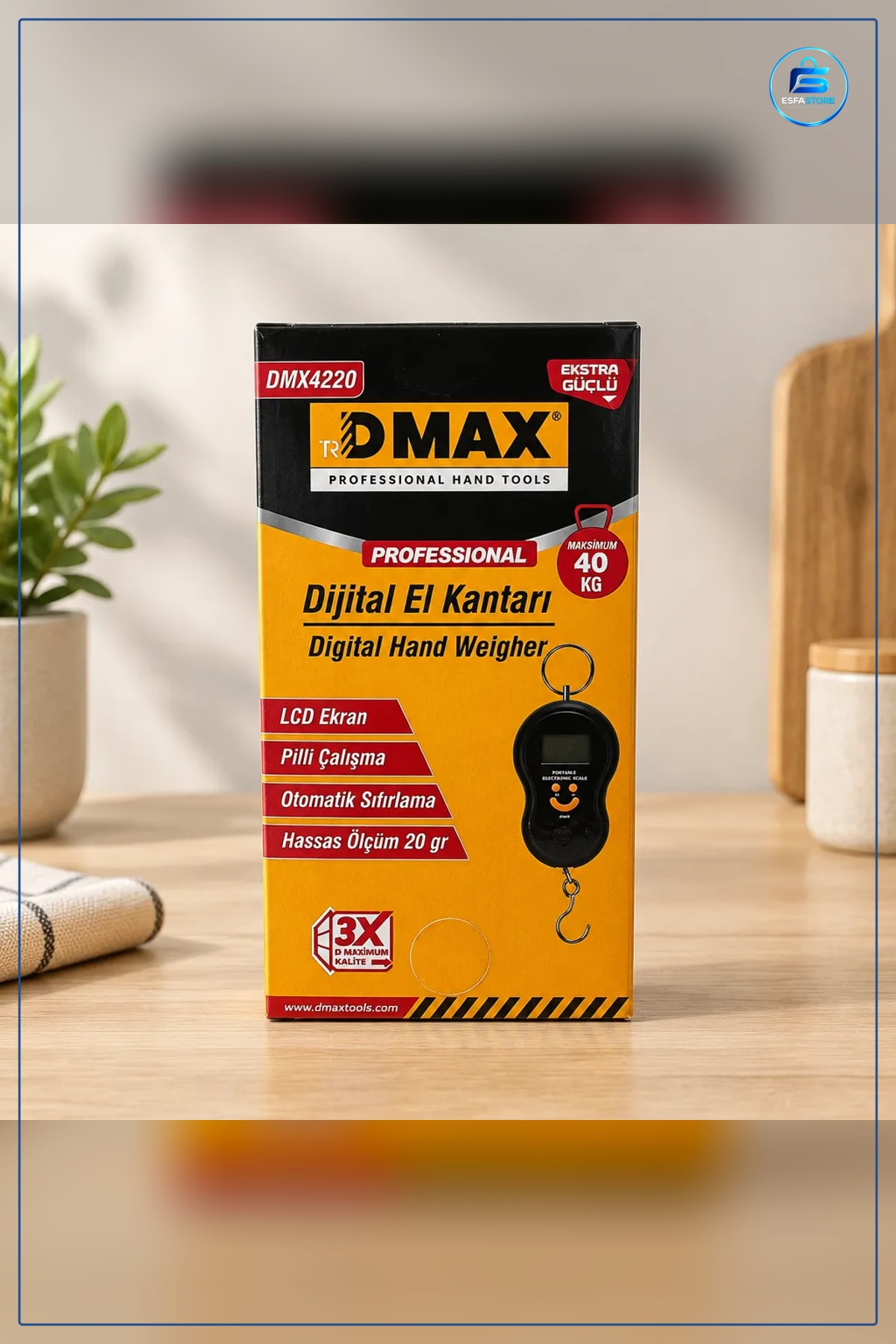 Dijital El Kantarı Elektronik 40 kg Kapasiteli LCD Ekran Pilli Taşınabilir Askılı Mutfak Bagaj
