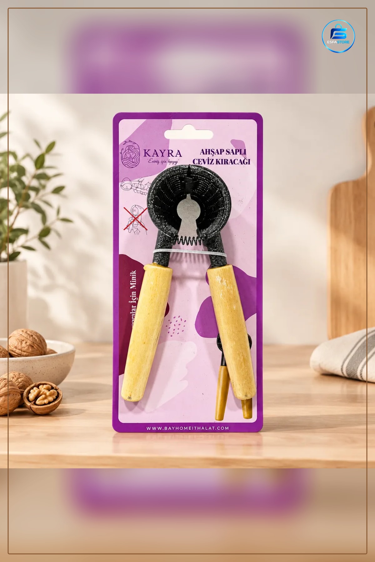 Ahşap Saplı Ceviz Kıracağı Elde Fındık Kırma Aparatı Mutfak Yemek Hazırlık Gereci Pratik