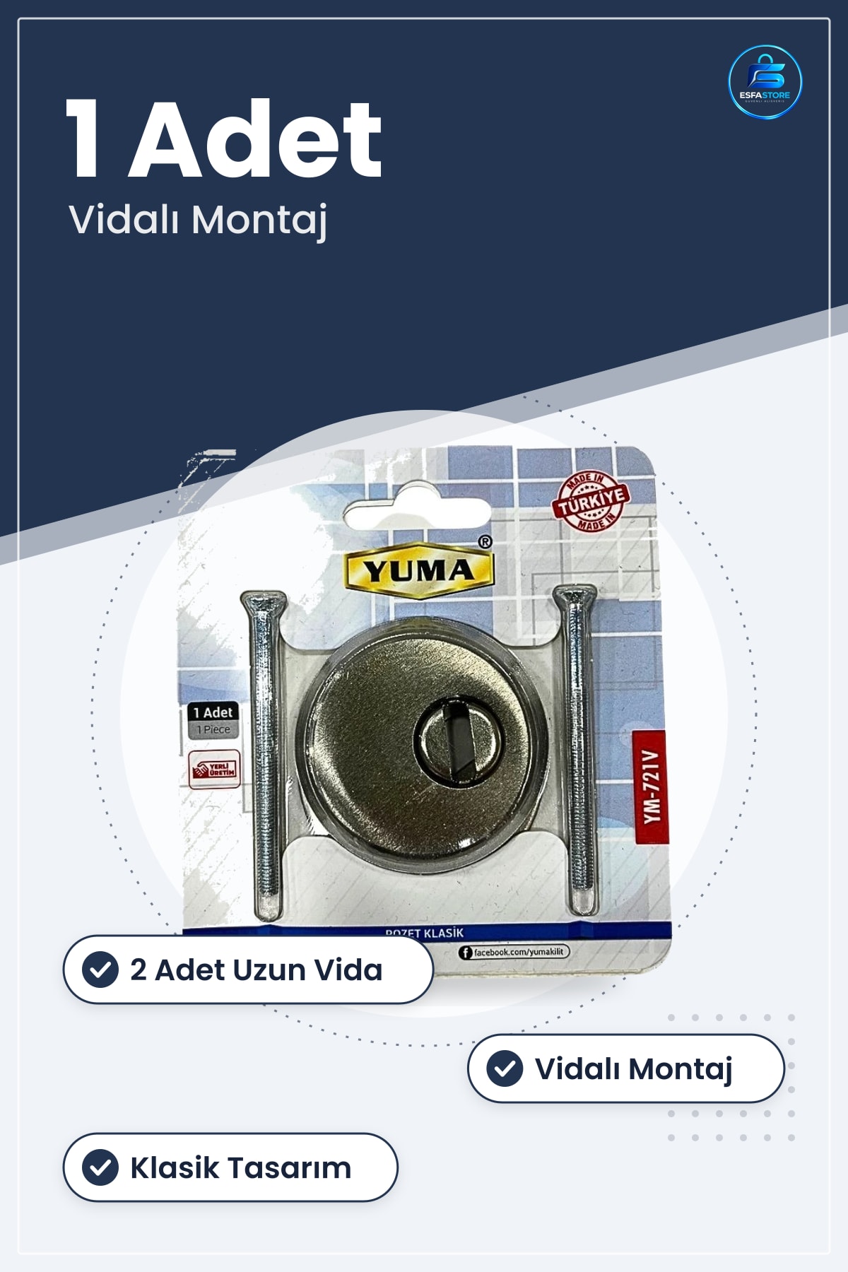 Çelik Kapı Rozeti Klasik Vakumlu Hırdavat Montaj Vidalı Yuvarlak Kolu Altlığı Rozet 1 Adet