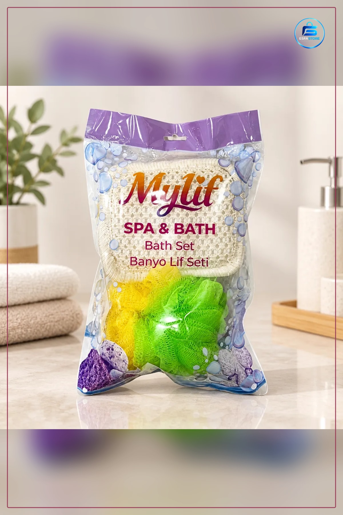 Banyo Lifi Seti Vücut Temizleme Peeling Eldiveni Lif Sünger Spa Duş Ürünleri Renkli