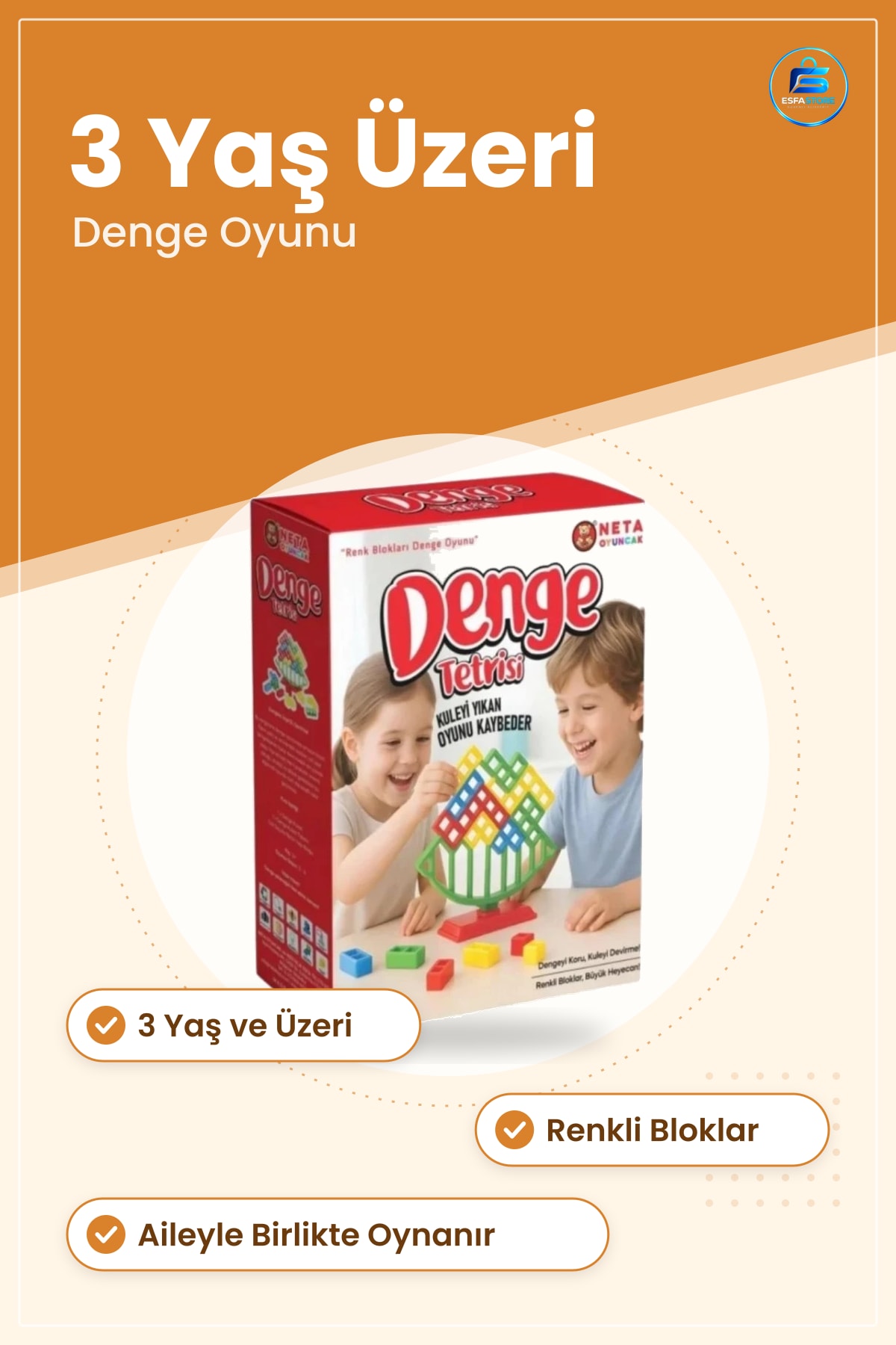 Denge Tetrisi Oyun Seti Renkli Bloklu Strateji Aile Oyunu 3 Yaş Üzeri Çocuk Eğitici