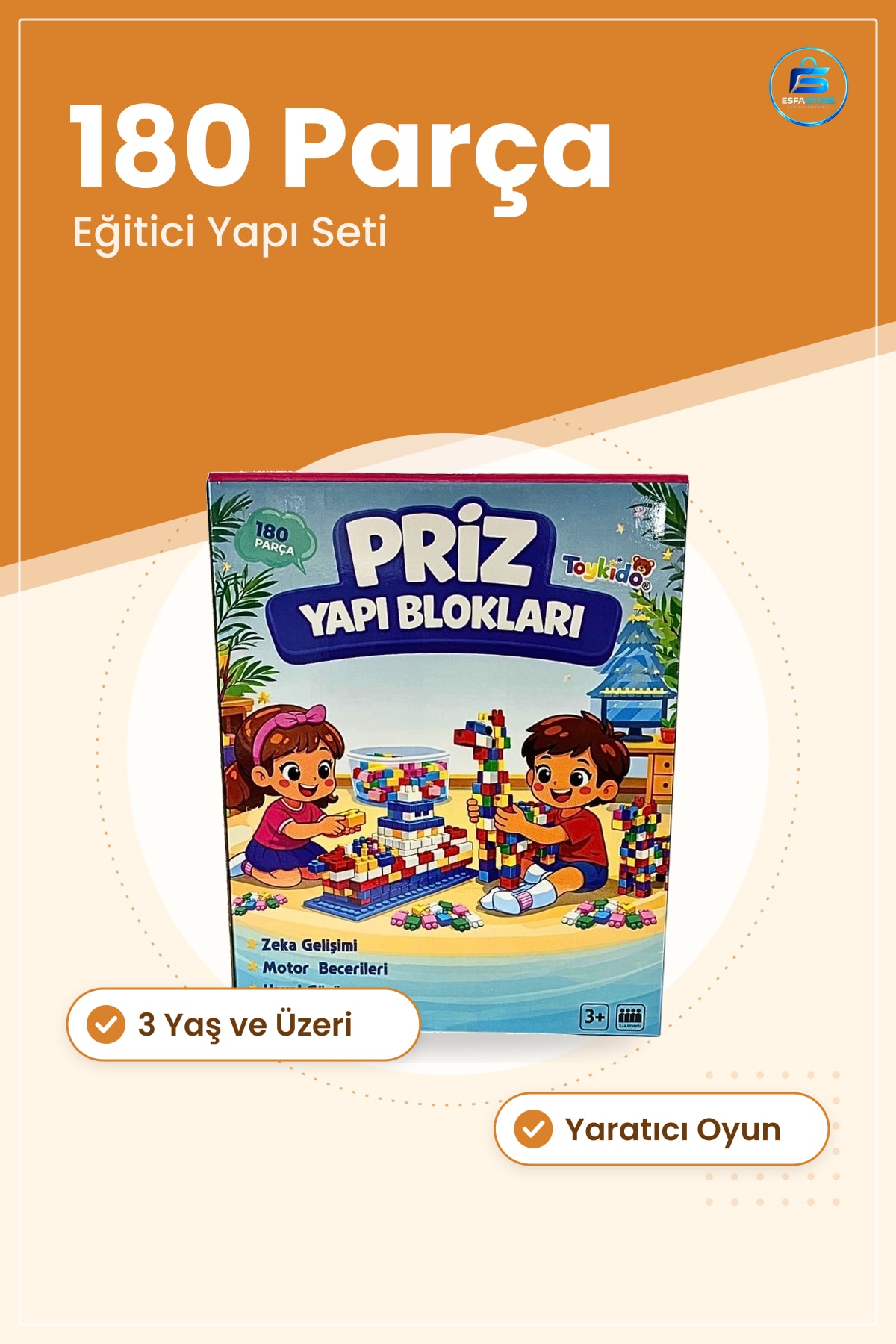 Priz Yapı Blokları Eğitici Kutu Çocuk Oyuncağı 180 Parça Yaratıcı Oyun Seti Zeka Gelişimi