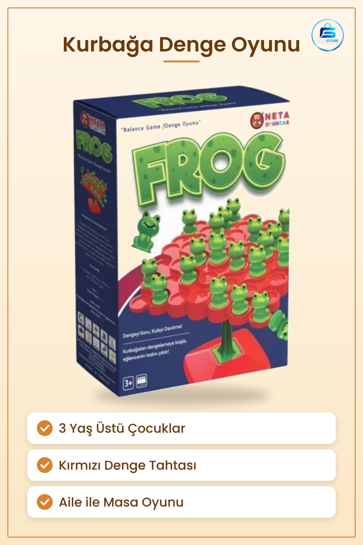 Kurbağa Kutu Oyunu Frog Denge Dengeleme Çocuk Masa Oyuncağı Eğlence 3 Yaş Üstü Aile