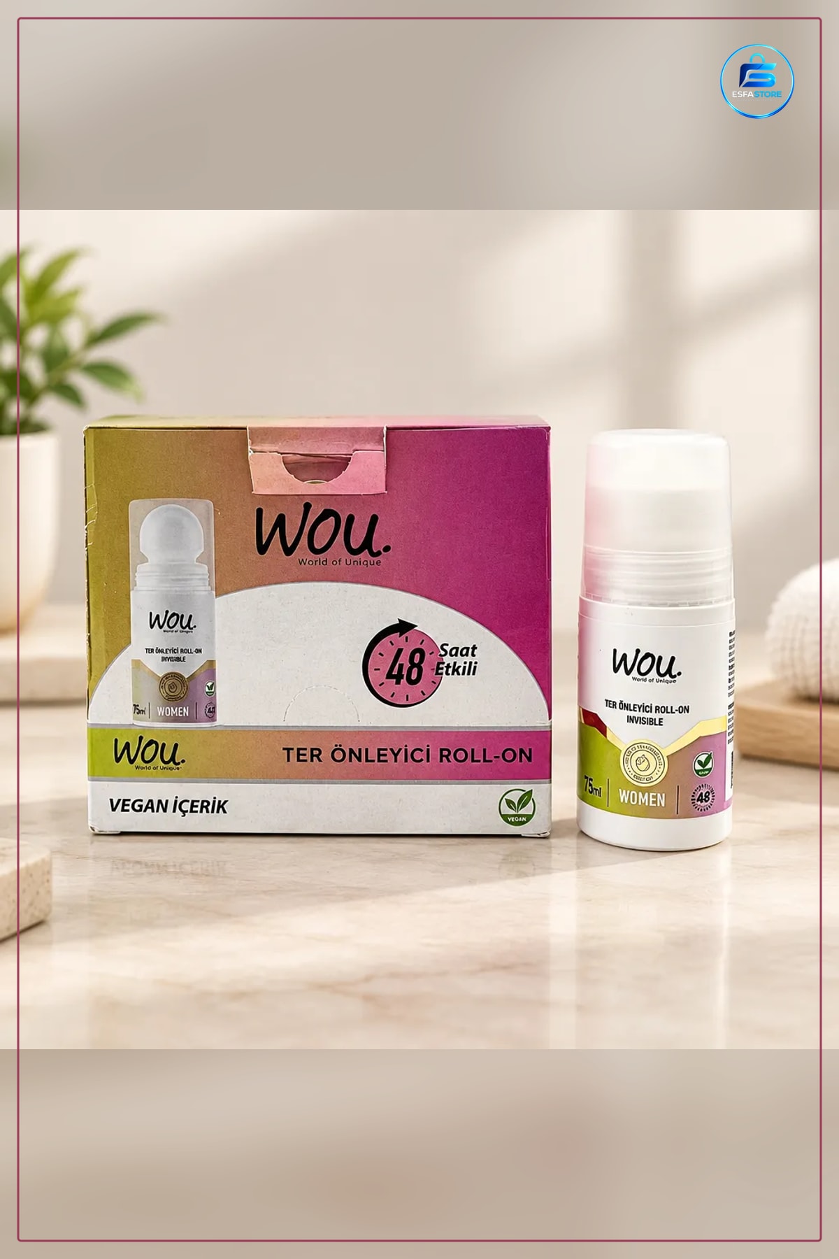 Ter Önleyici Roll On Deodorant 75 ml Kadın İçin 48 Saat Etkili Vegan İçerikli Invisible