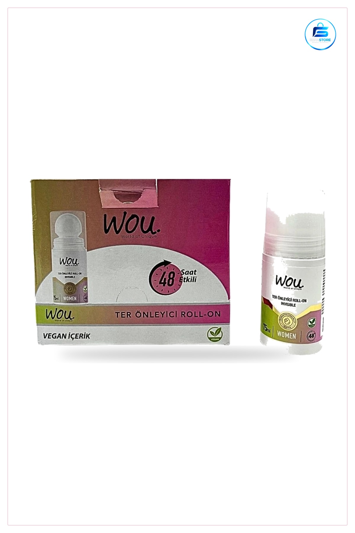 Ter Önleyici Roll On Deodorant 75 ml Kadın İçin 48 Saat Etkili Vegan İçerikli Invisible