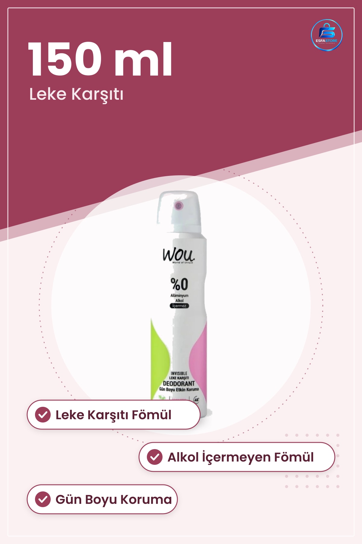 Deodorant Bayan 150 ml Sprey Leke Karşıtı Gün Boyu Koruma Alkol İçermeyen Kadın Kişisel Bakım