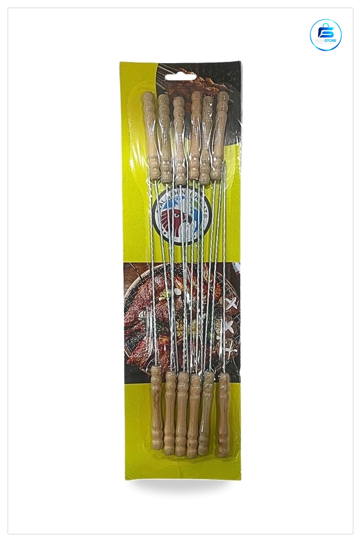 Ahşap Saplı Metal Çöp Şiş Mangal Aksesuarı Barbekü Kebap Bahçe Piknik Yemek Pişirme