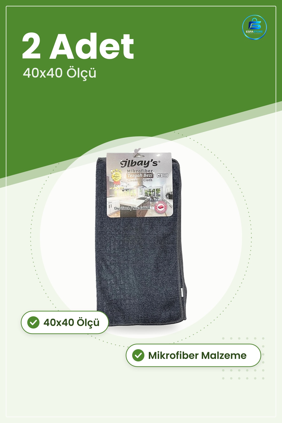 Mikrofiber Tezgah Bezi 2 Adet Mutfak Tezgahı Yüzey Temizleme Gereci Pratik Kullanım