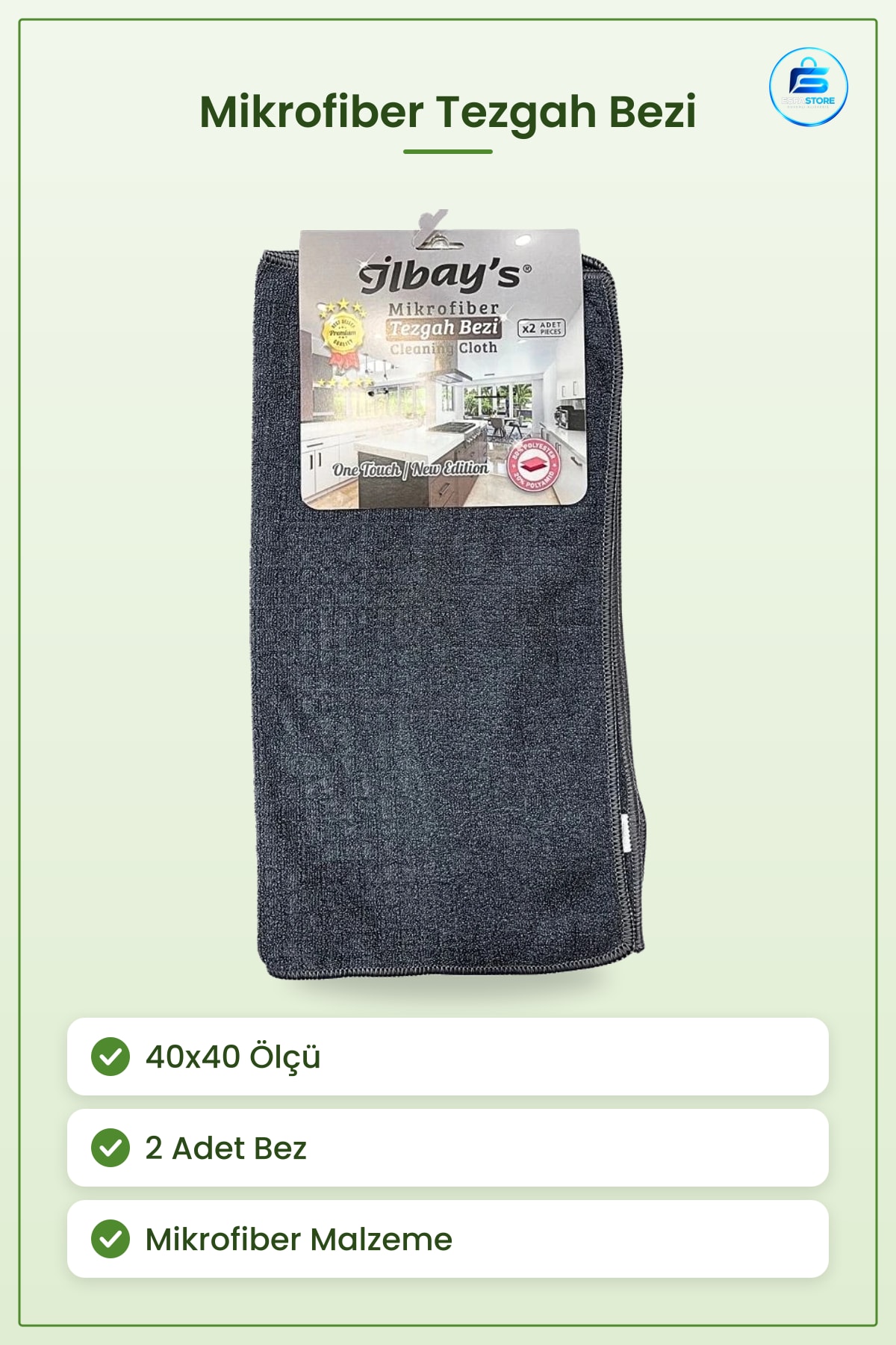 Mikrofiber Tezgah Bezi 2 Adet Mutfak Tezgahı Yüzey Temizleme Gereci Pratik Kullanım