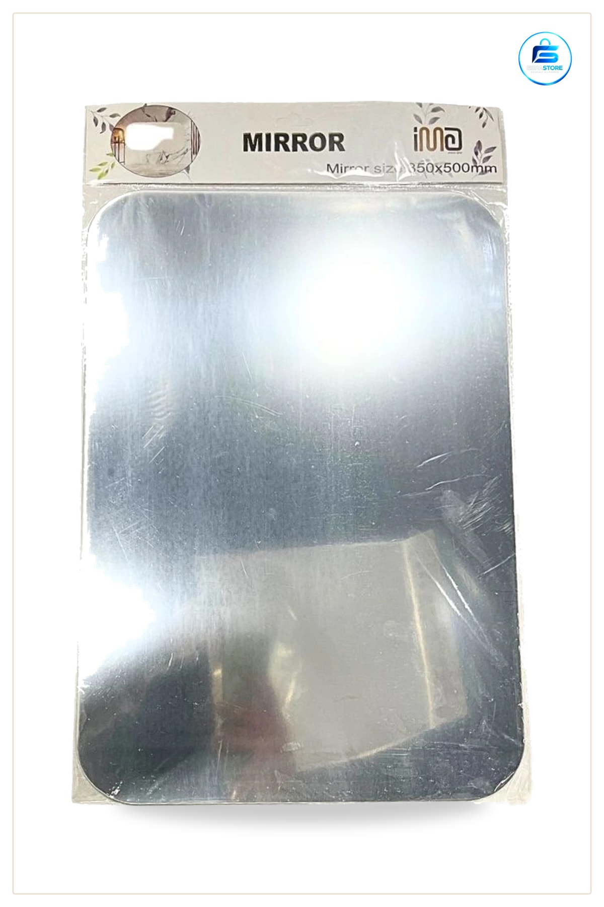 Yapışkanlı Ayna 35x50 cm Duvar Dekoratif Banyo Mutfak Düz Yüzey Kolay Montaj Ev Dekorasyon