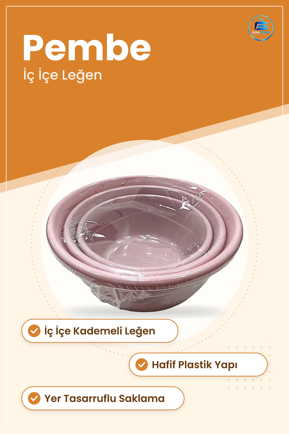 Bebek Banyo Badya Seti Pembe İç İçe Kademeli Plastik Leğen Yıkama Kabı Çocuk Aksesuarı