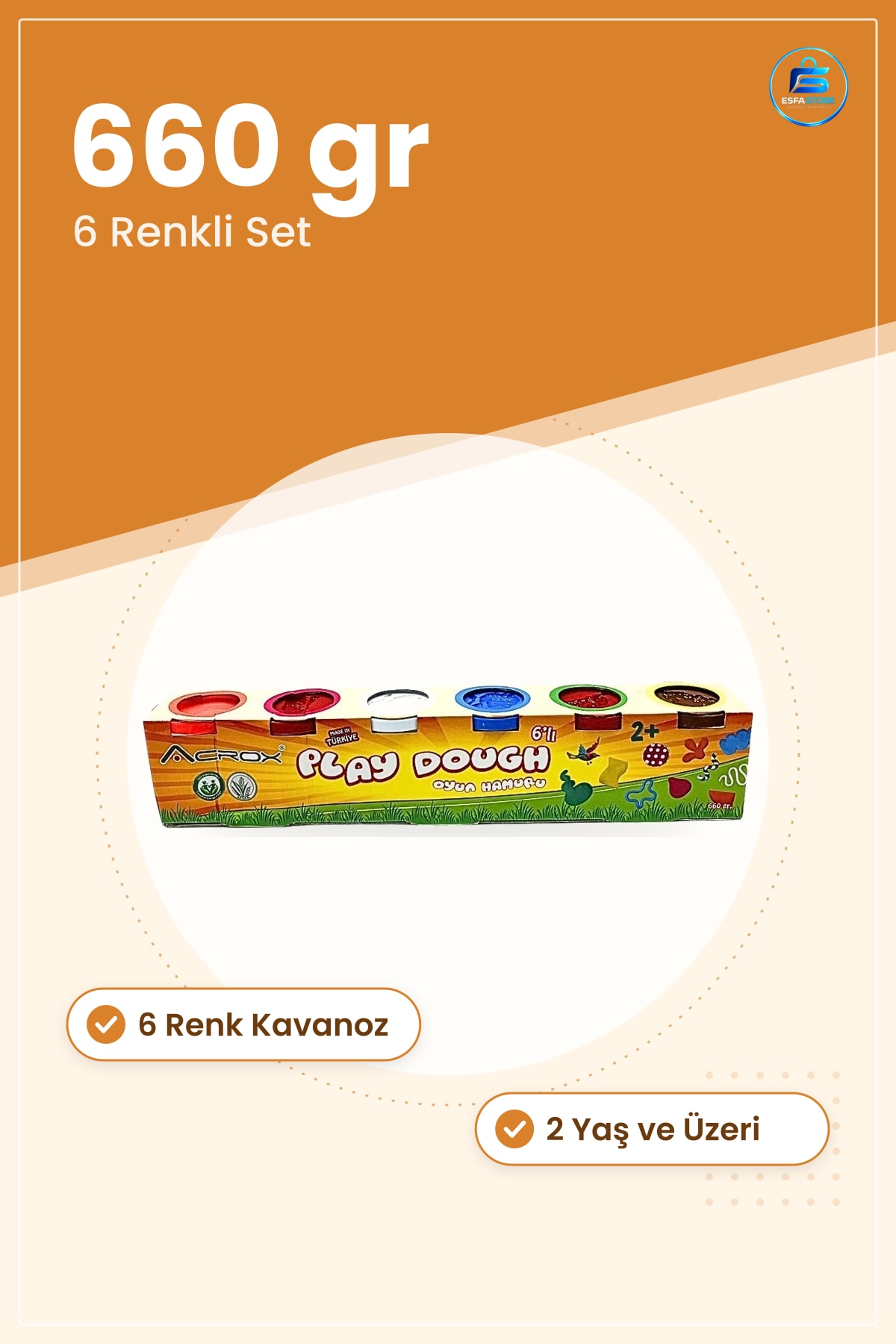 Oyun Hamuru 6 Lı Renkli Play Dough 660 gr Mutfak 2 Yaş Üstü Çocuk Yaratıcı Seti Kutulu