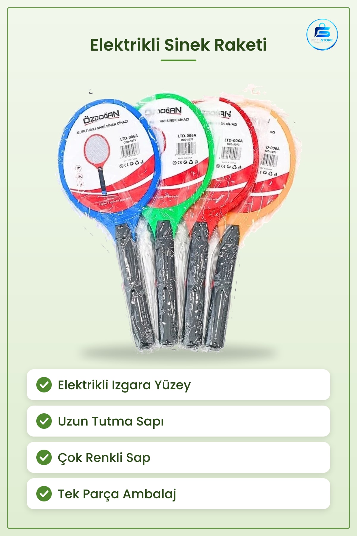 Elektronik Sinek Raketi Elektrikli Sivri Kovucu Ev Mutfak Pratik Kullanım Çok Renkli Haşere