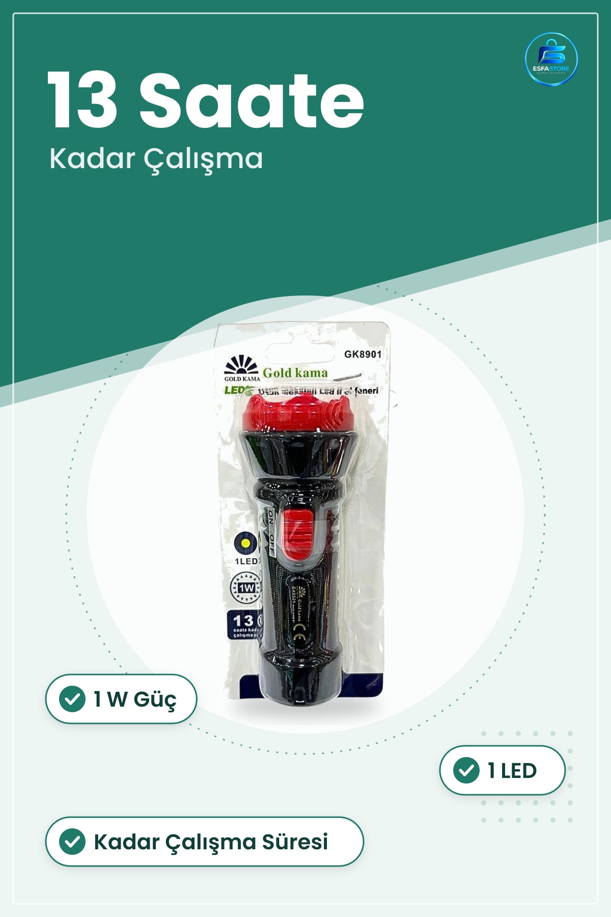 El Feneri LED 1 W Kamp Ev Acil Durum Kullanımı Kompakt Pilli Plastik Gövde Saate Kadar Çalışma
