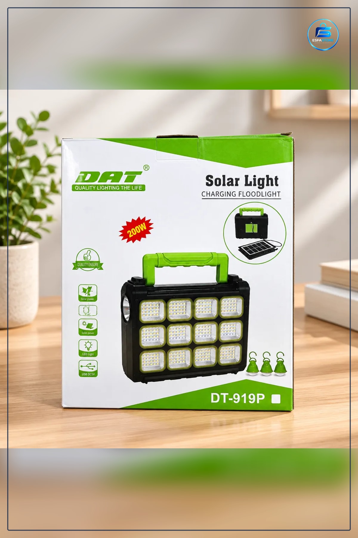 Solar Projektör 200 W USB Şarjlı Güneş Enerjili Taşınabilir LED Aydınlatma Bahçe Kamp