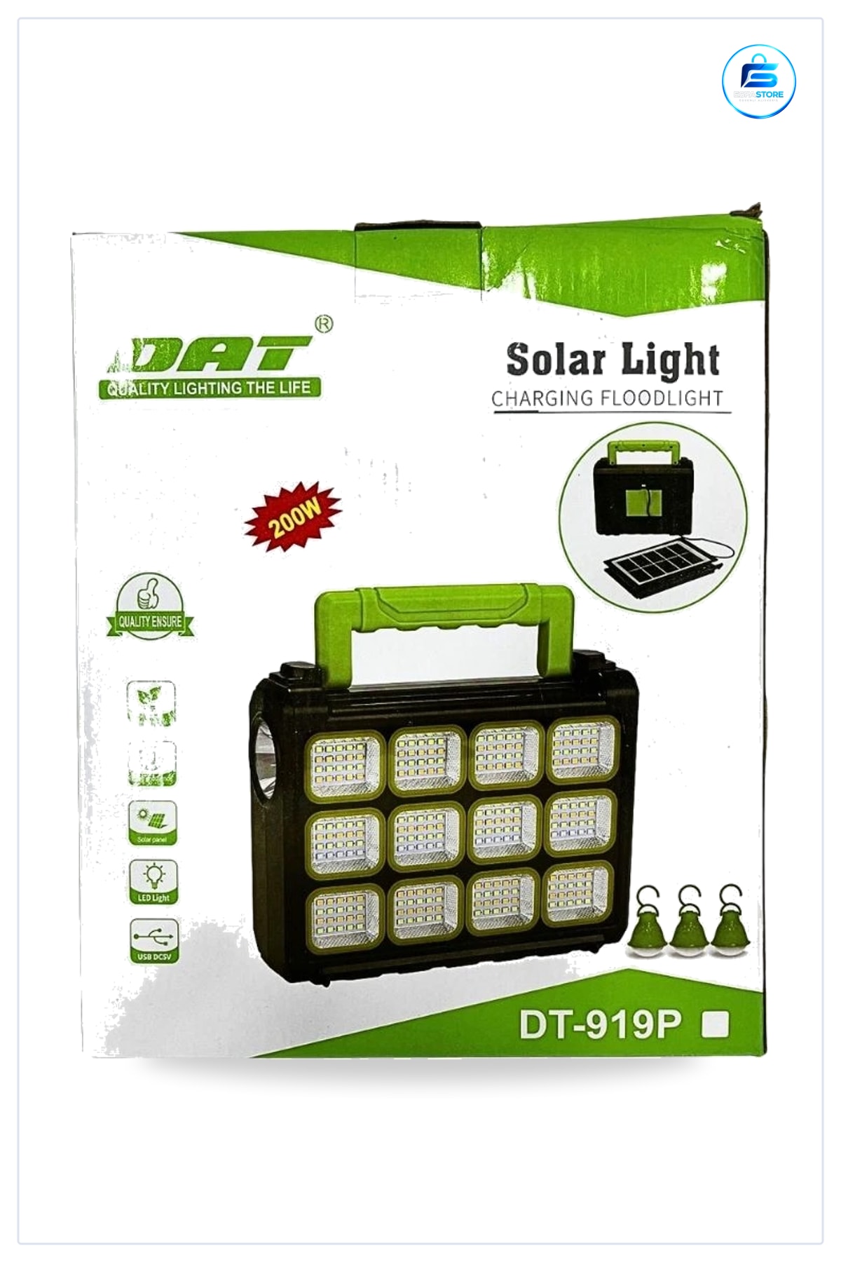 Solar Projektör 200 W USB Şarjlı Güneş Enerjili Taşınabilir LED Aydınlatma Bahçe Kamp