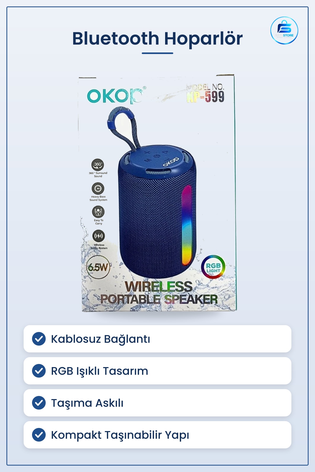 Bluetooth Hoparlör Küçük Boy Ses Bombası Kablosuz Taşınabilir RGB Işıklı Taşıma Asklı