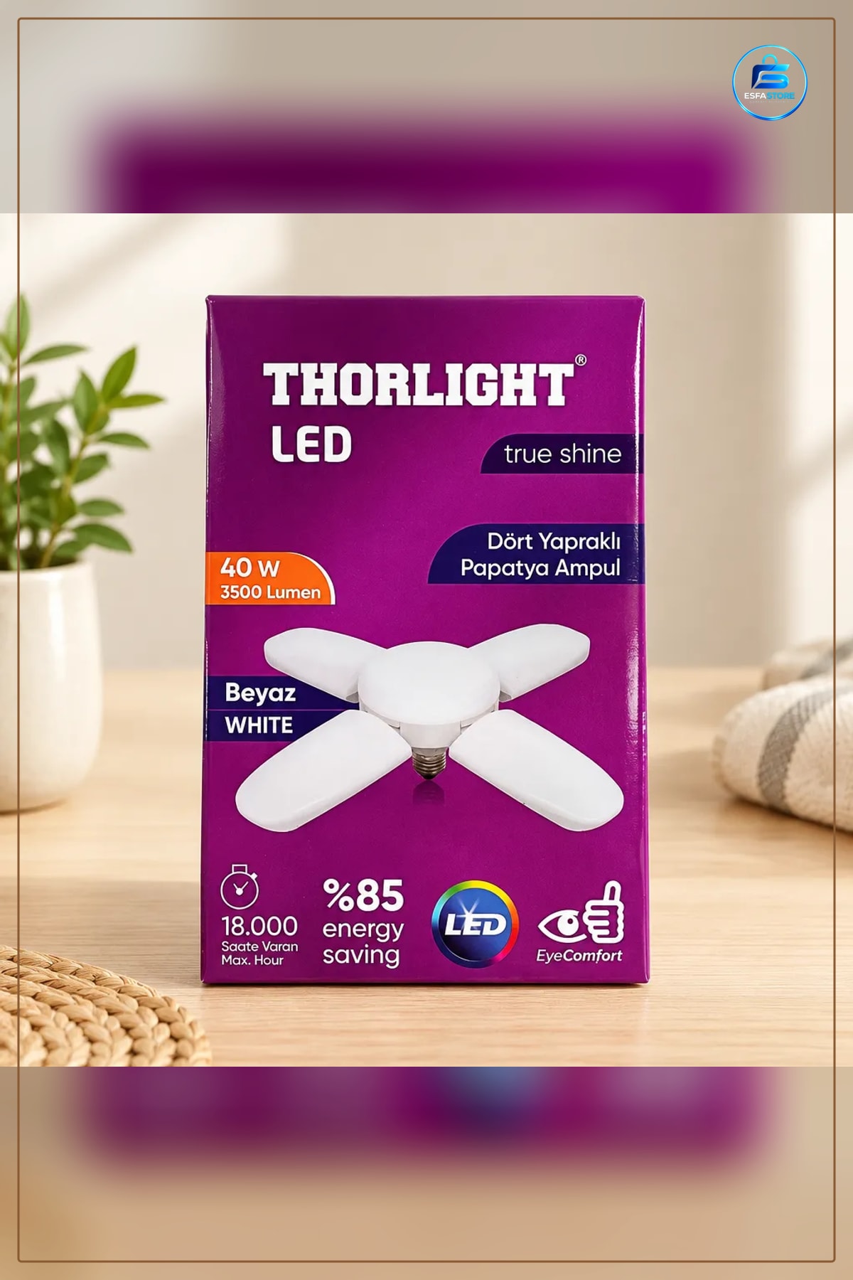 Papatya Ampul 40 W LED Dört Yapraklı Katlanabilir Beyaz Işık E27 Duy Ev Aydınlatma