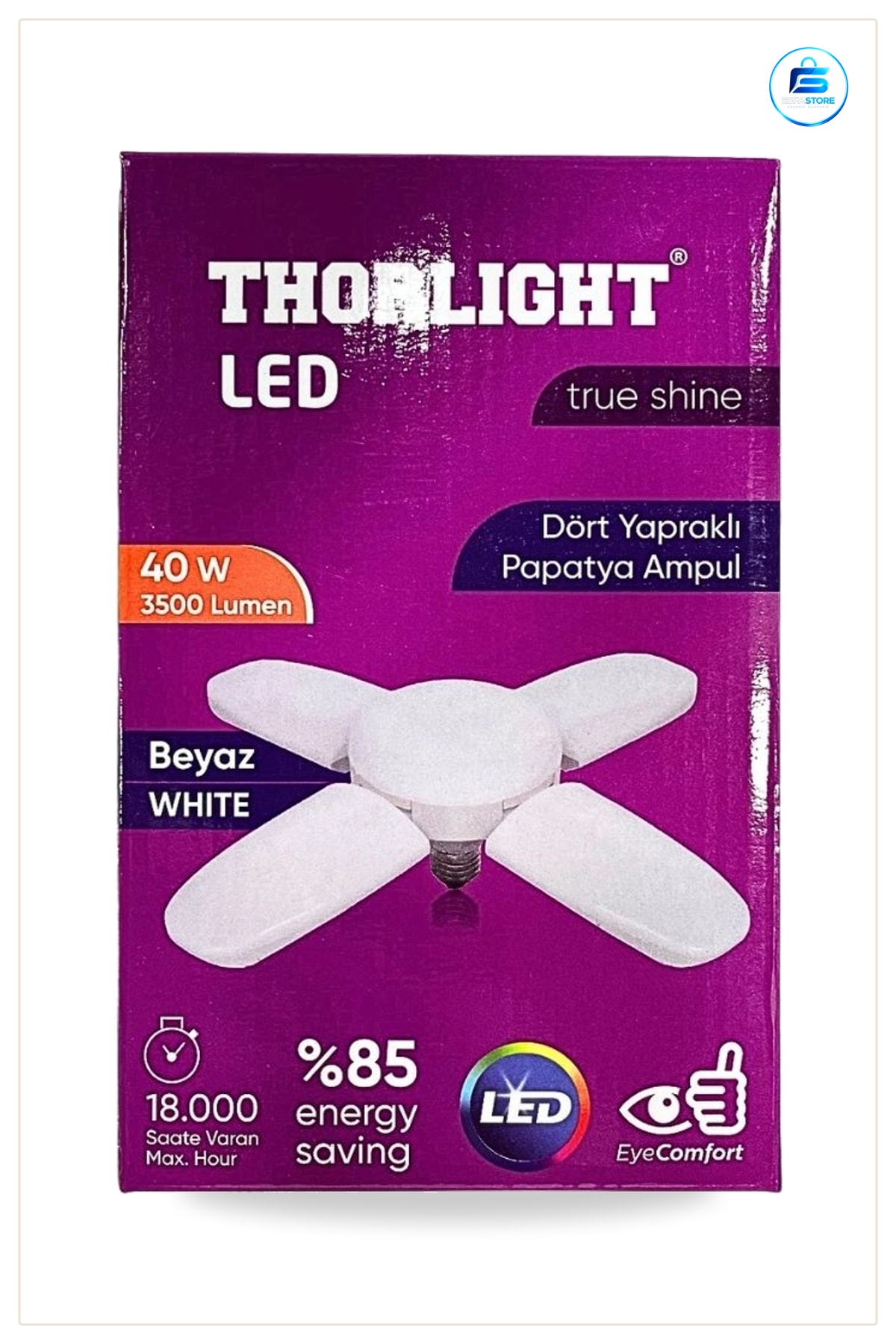 Papatya Ampul 40 W LED Dört Yapraklı Katlanabilir Beyaz Işık E27 Duy Ev Aydınlatma