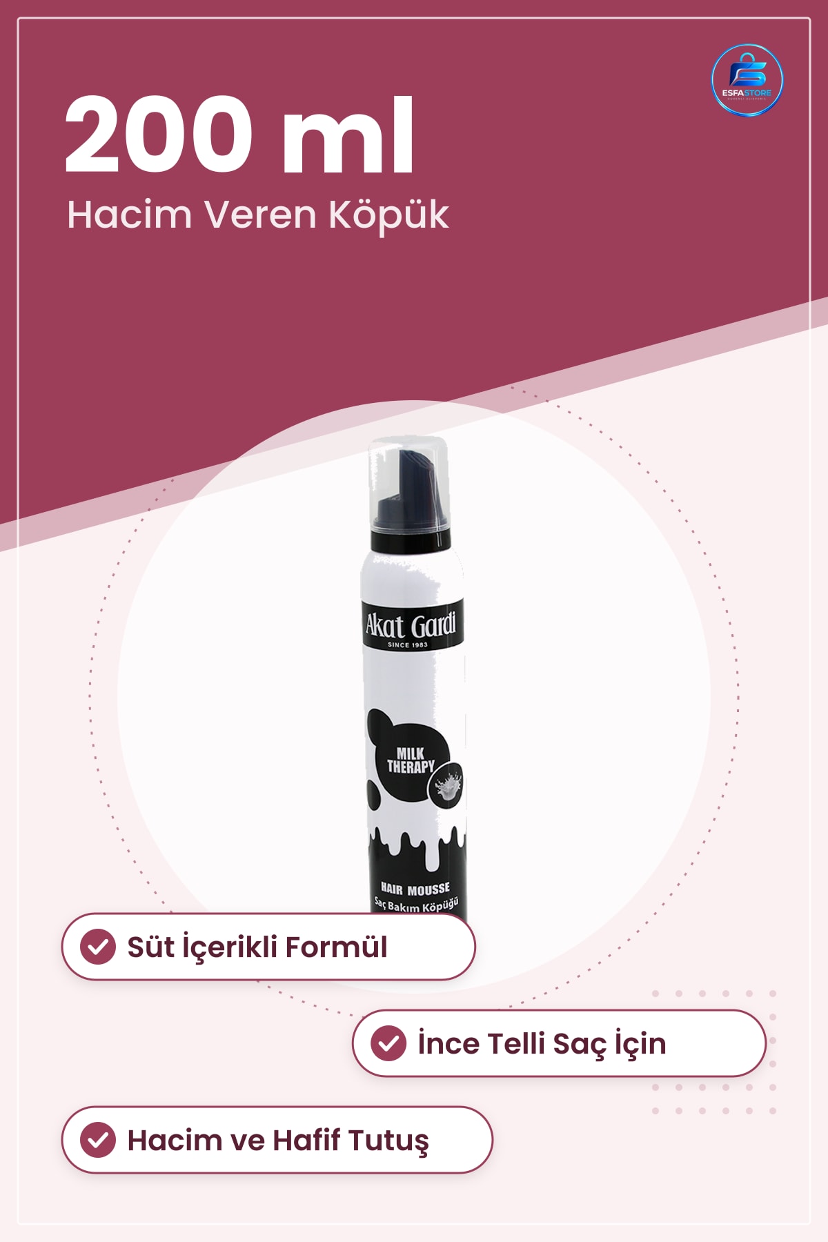 Saç Köpüğü Süt İçerikli 200 ml Hacim Veren Hafif Tutuşlu Şekillendirici Kişisel Bakım Ürünü